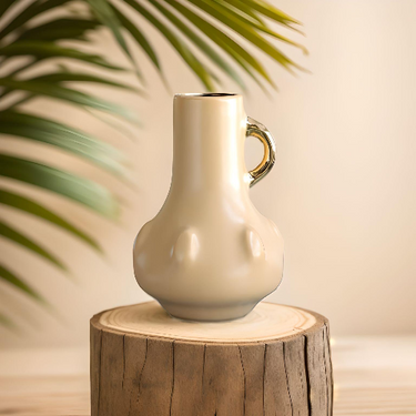 Beige Ceramic Grace-Vase